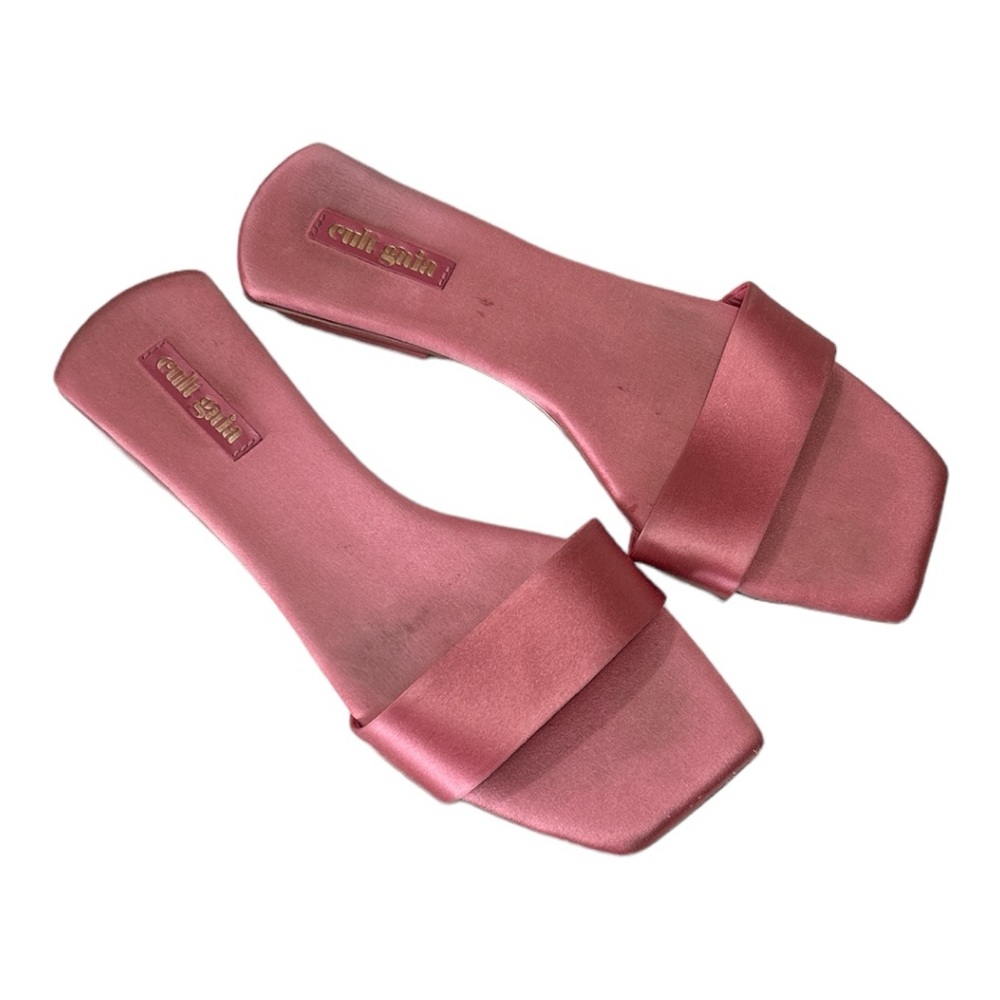 Cult Gaia Maya Minimalist Satin Flat Sandal Shoe Rose 39.5 Boho chic - Picture 9 of 10